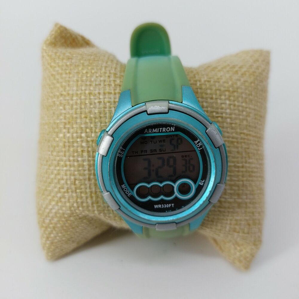 Armitron Wristwatch Watch Unisex Green Aqua Sports Plastic Rubber